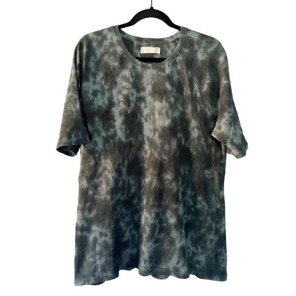 Everlane Mens Sz L Green Tie Dye T-Shirt Organic Cotton Waffle Crew Neck Shirt - Picture 1 of 6
